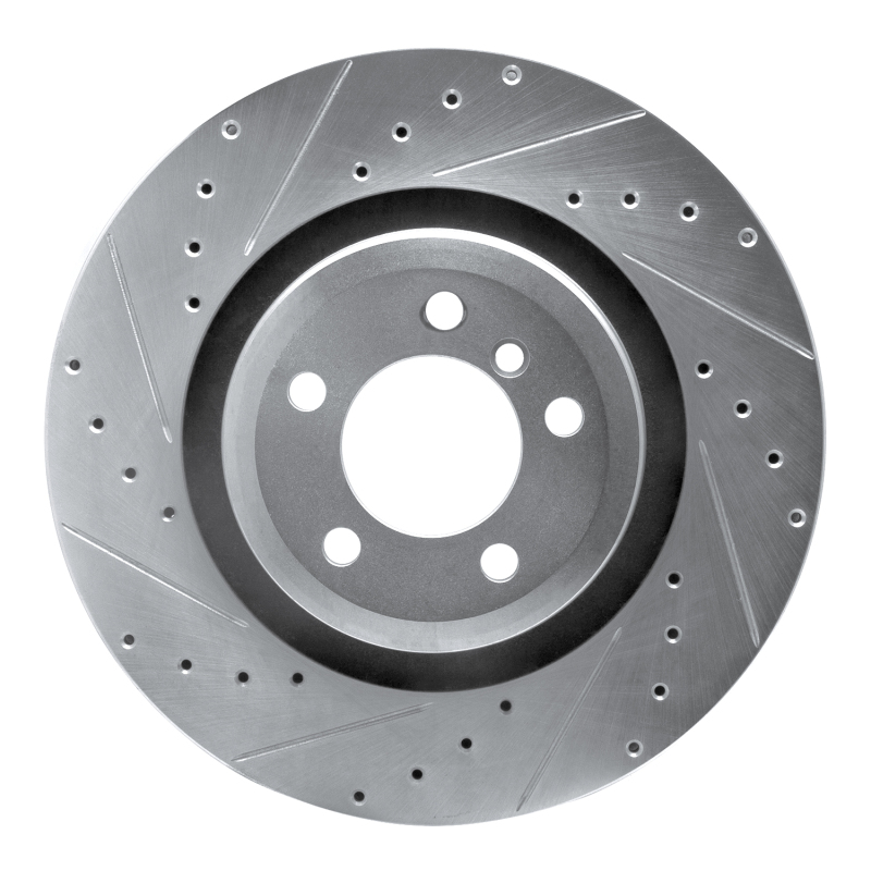 BMW ALPINA B7 Brake Rotor (1) - Rear Left - R1 Concepts - Drilled & Slotted - Silver - `07-`08